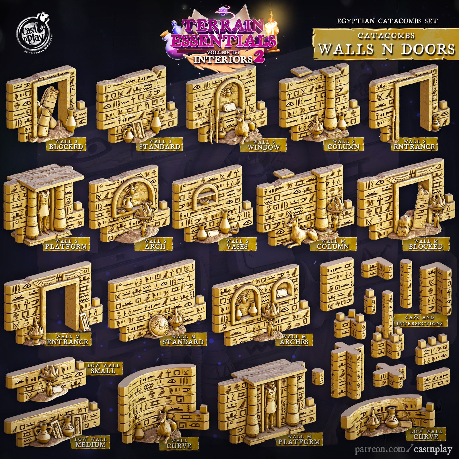 Egyptian Catacombs Walls and Doors Set
