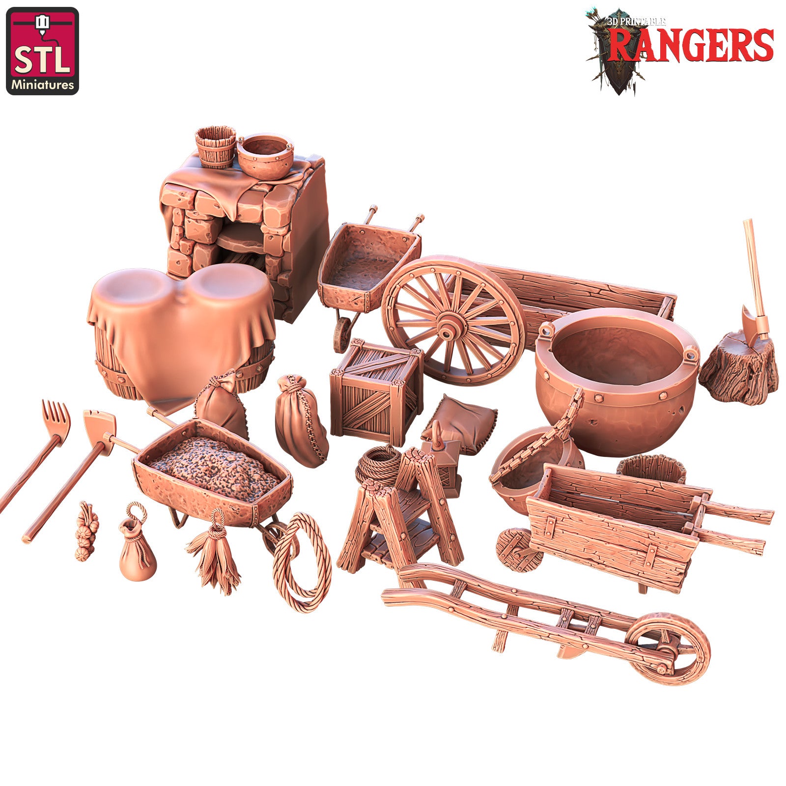 Rangers Single Props 28mm resin miniature accessories, unpainted