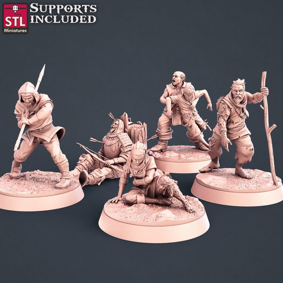 Injured Villagers Set 3D printed 28mm miniatures