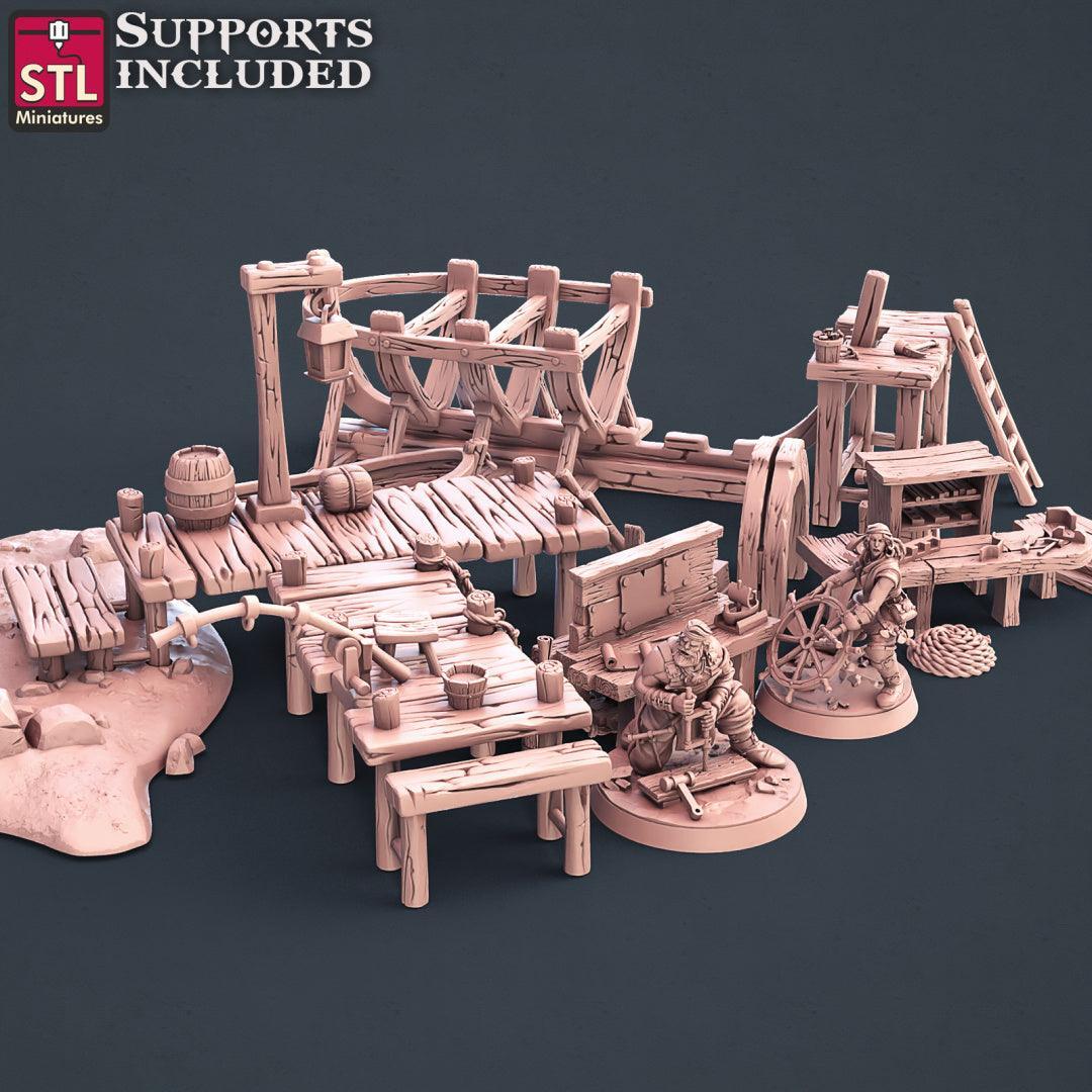 Boat dock miniature terrain piece