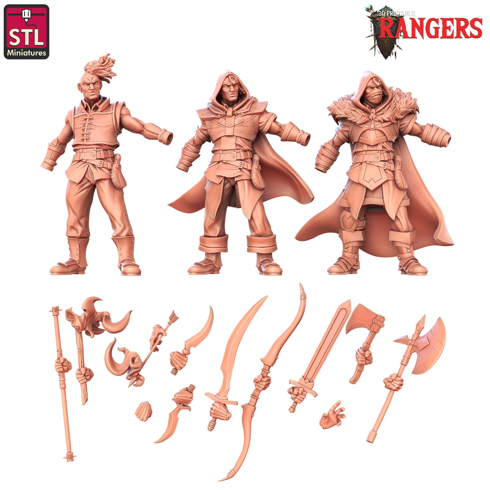 Human Male Ranger C 28mm resin miniature, unpainted