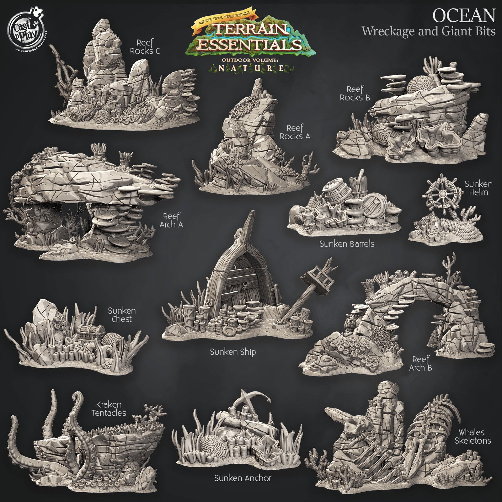 Wreckage and Giant Bits Ocean Terrain Set
