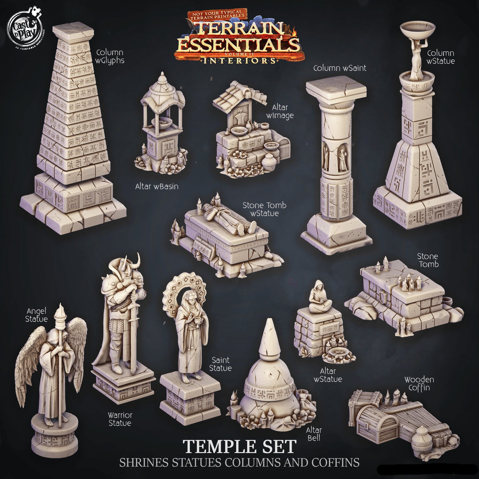 Temple Shrines, Statues, Columns and Coffins