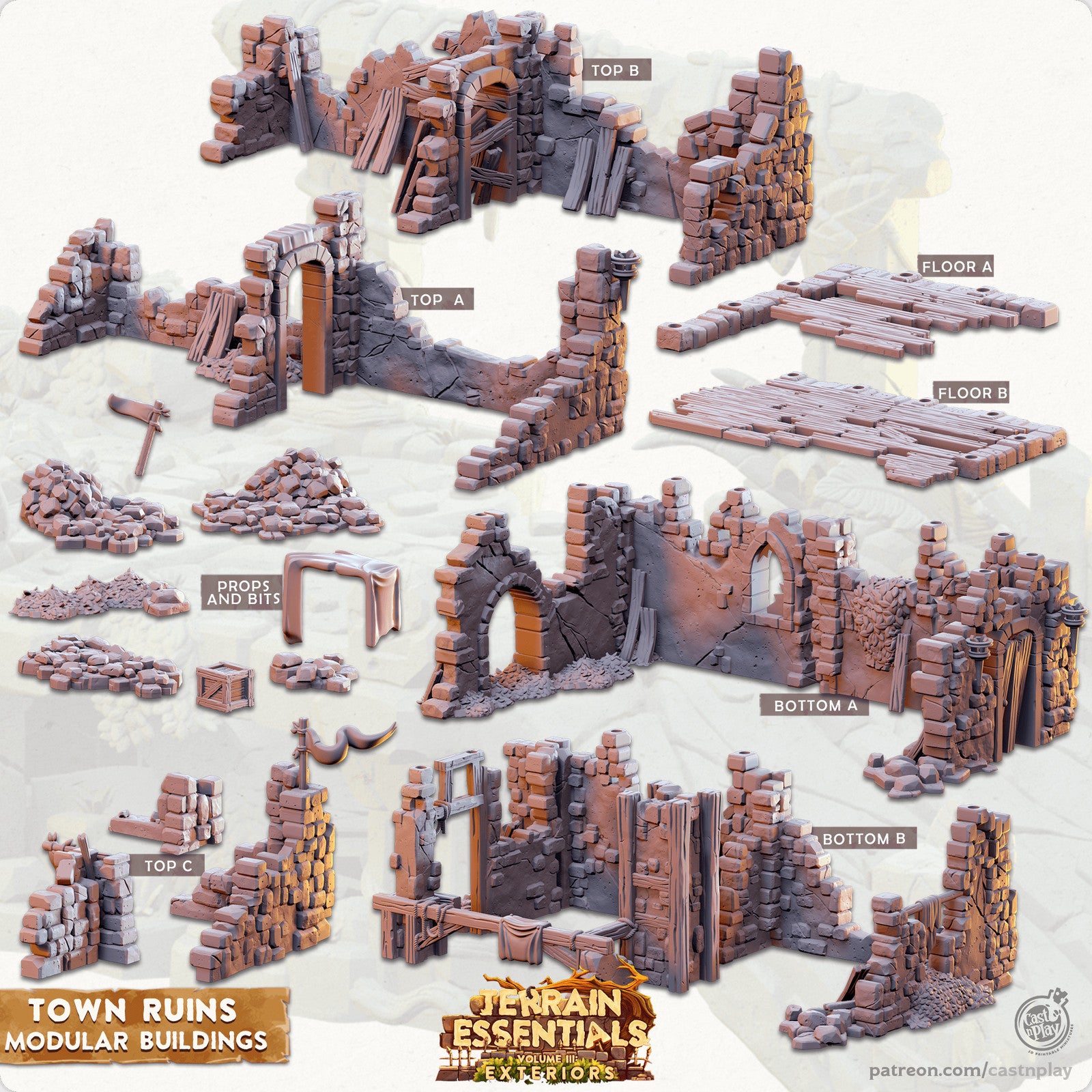Town Ruins Modular Buildings Terrain Set