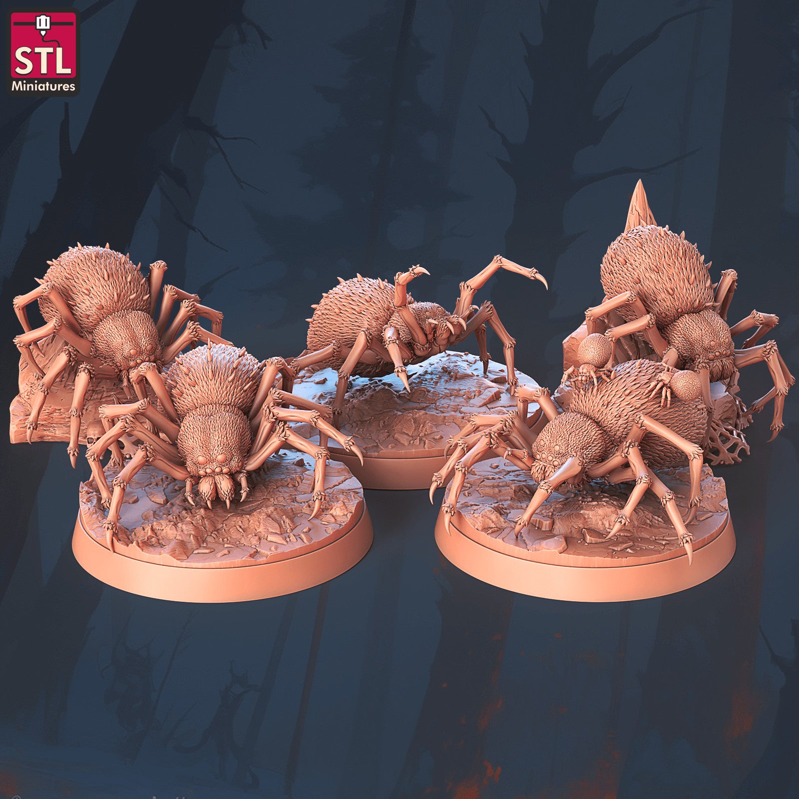 Giant Spiders Set 3D printed 28mm miniatures