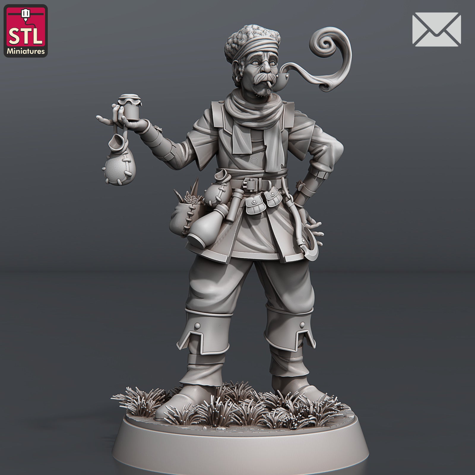 Herbalist flowerpot cart and barrel 28mm scenery
