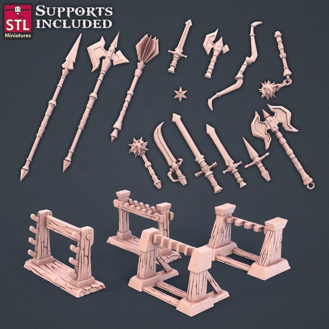 Blacksmith weapon racks miniature terrain