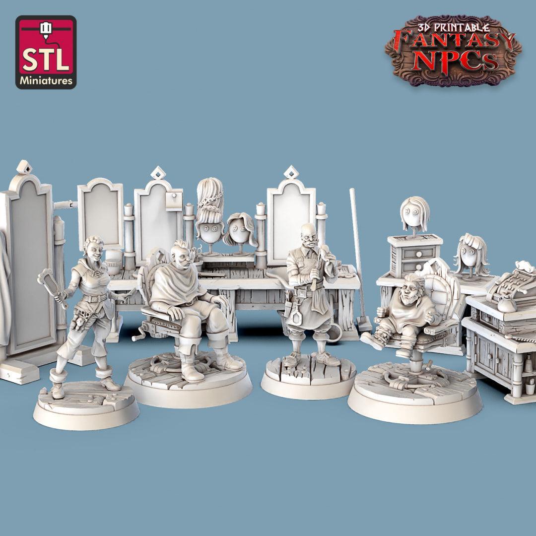 Barber Shop Set 3D printed 28mm miniature terrain