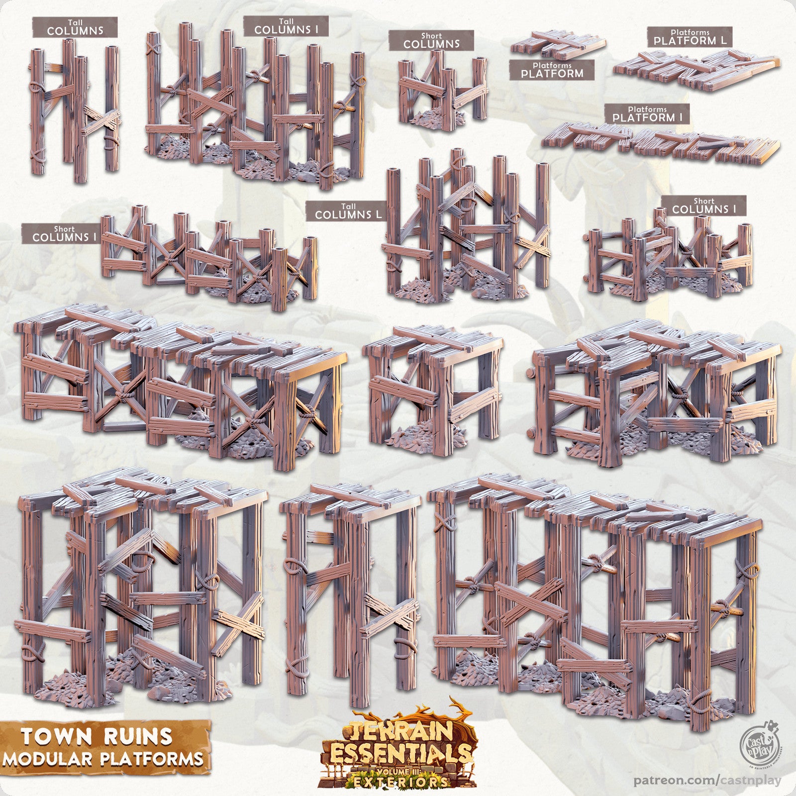 Town Ruins Modular Platforms Terrain Set