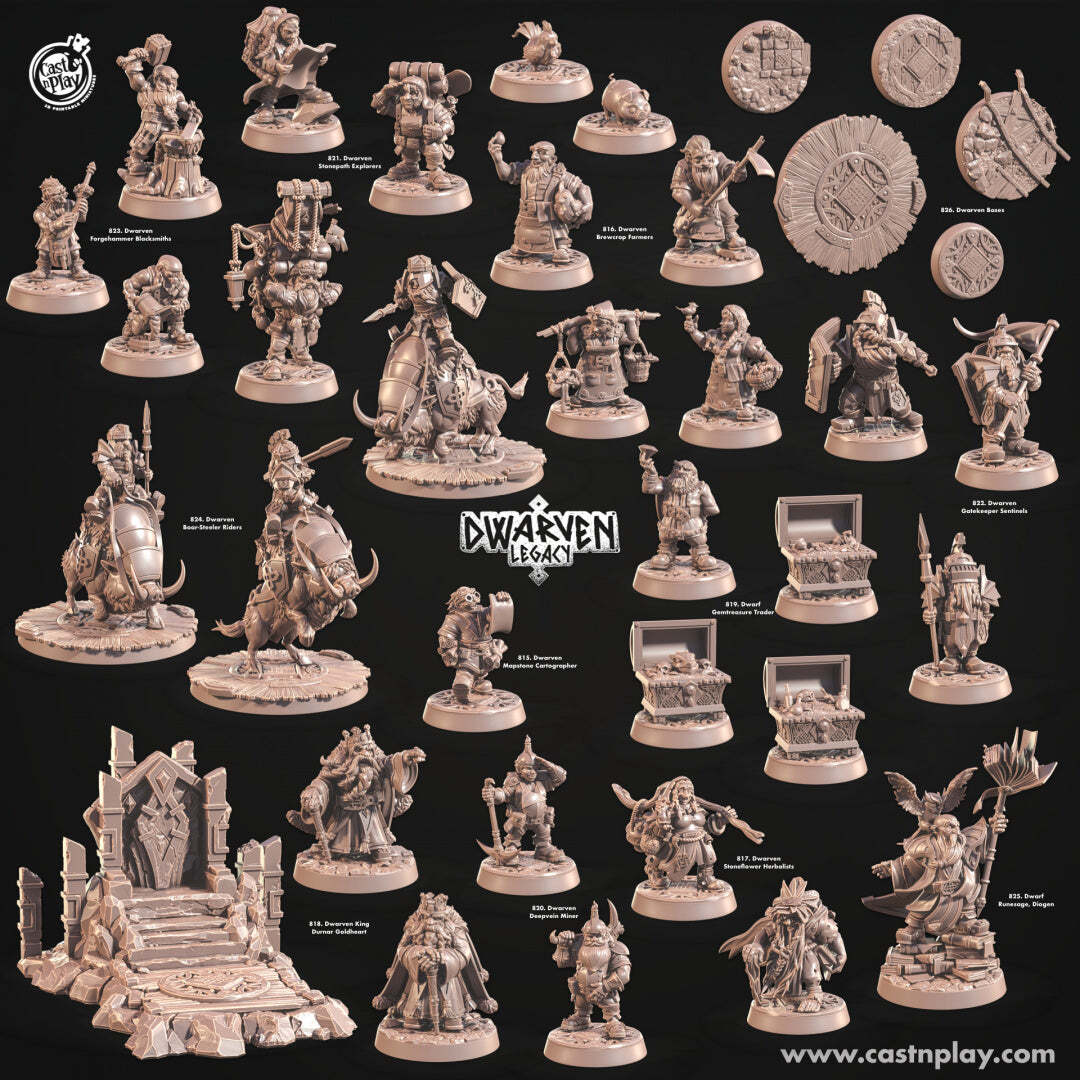 Cast n Play Dwarven Legacy Bases Set