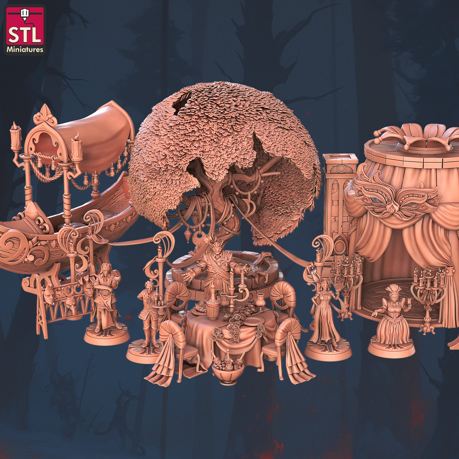 Masquerade Venetian Carnival Set 3D printed 28mm terrain