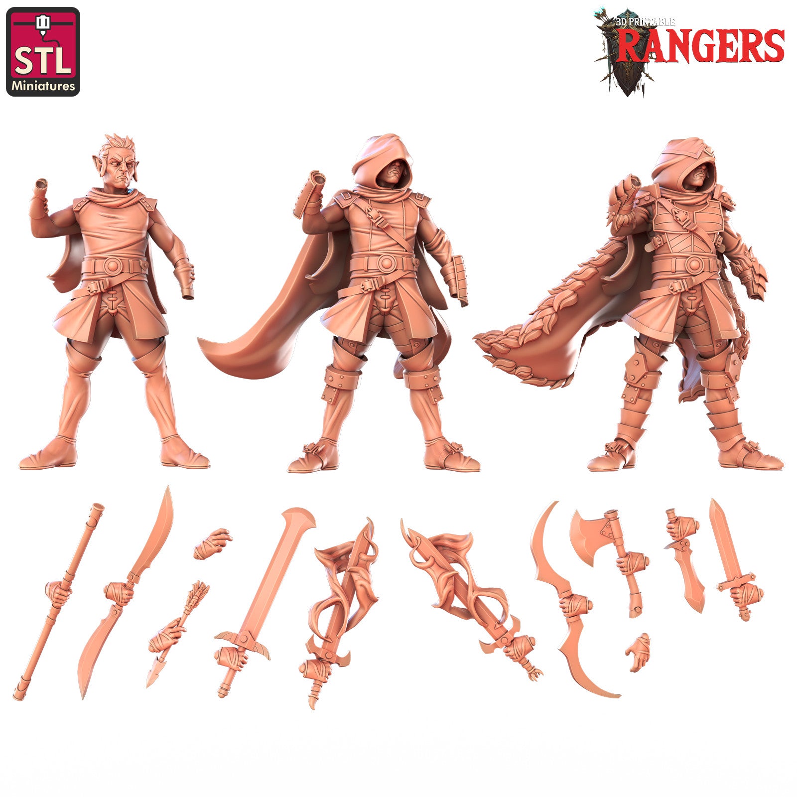 Elf Male Ranger A 28mm resin miniature, unpainted
