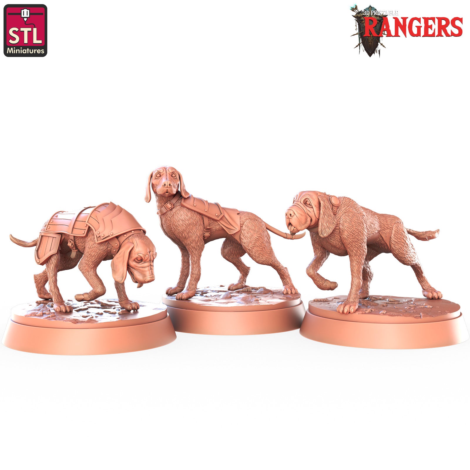 Ranger Hounds 3D printed 28mm miniatures