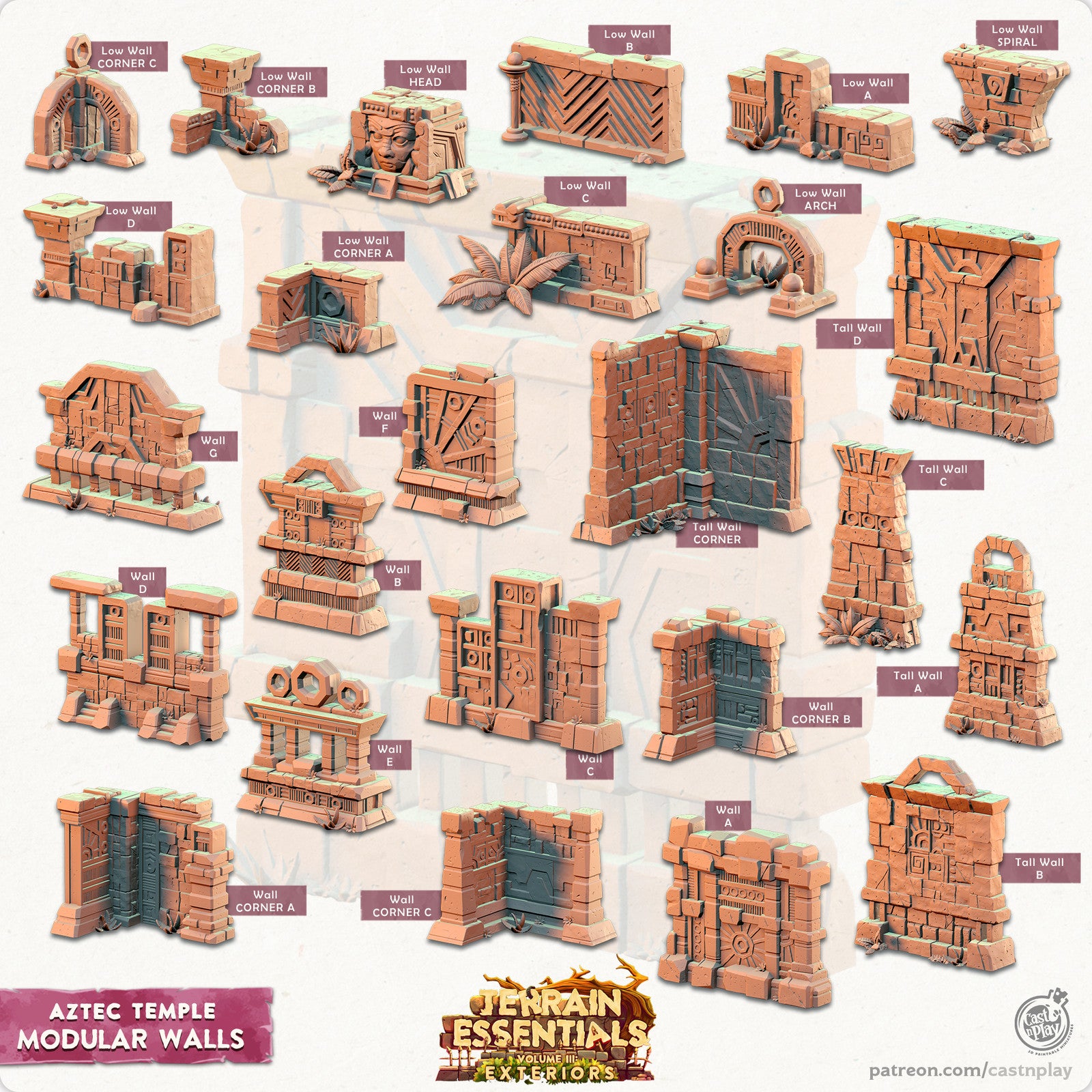 Modular Walls Aztec Temple Terrain Set