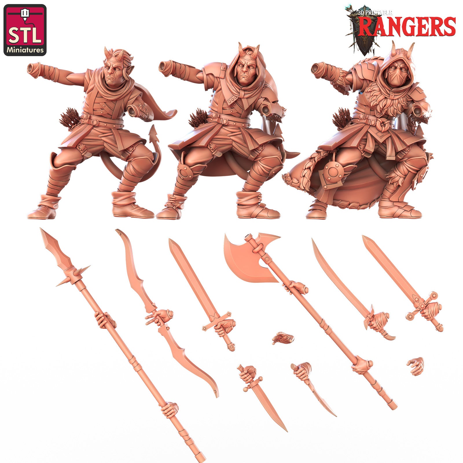 Tiefling male ranger 28mm resin miniature