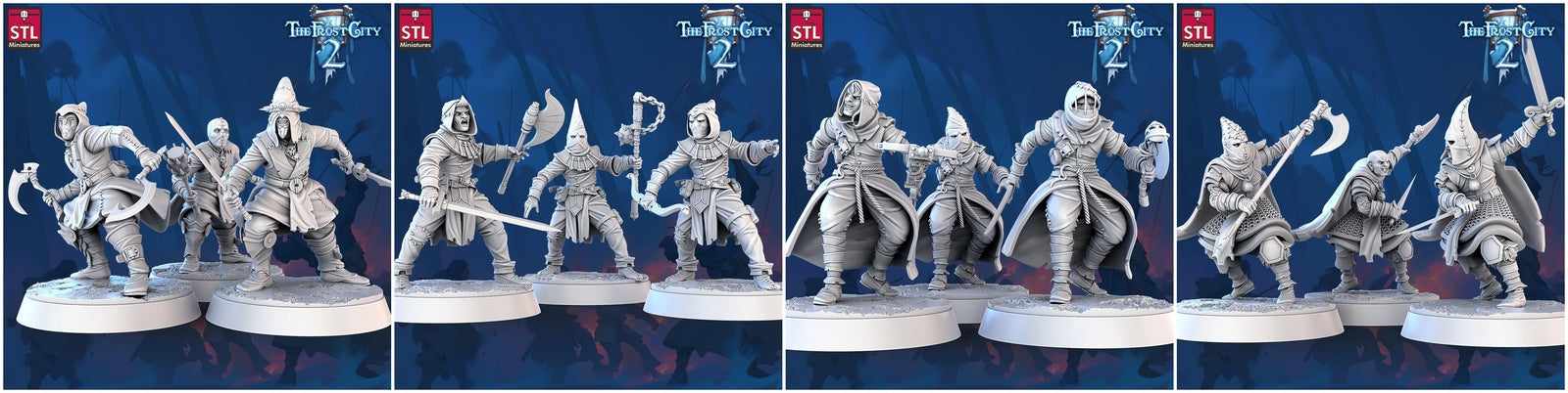 Cultist Set Frost City 3D printed 28mm miniatures