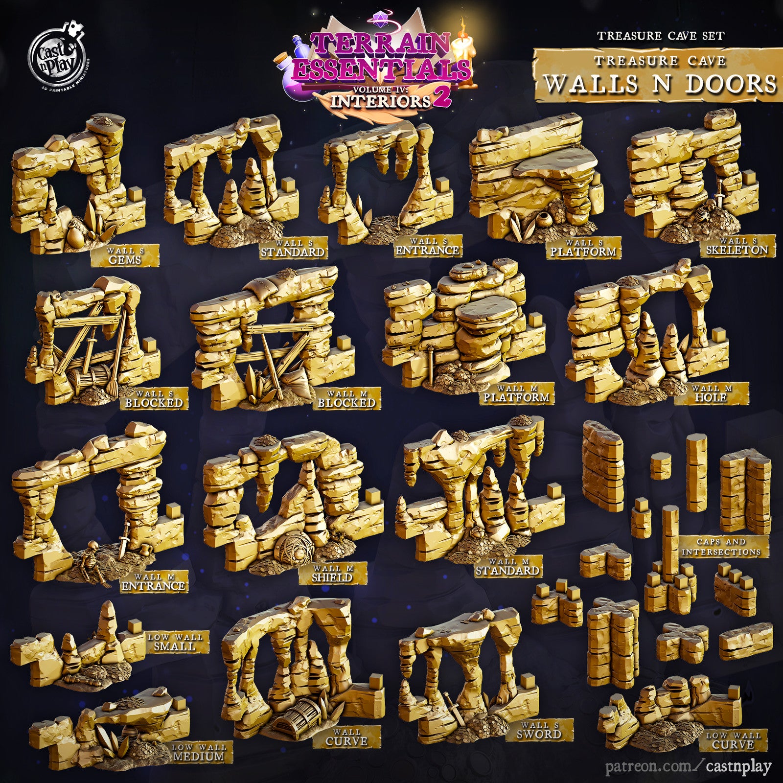 Treasure Cave Walls and Doors Terrain Set