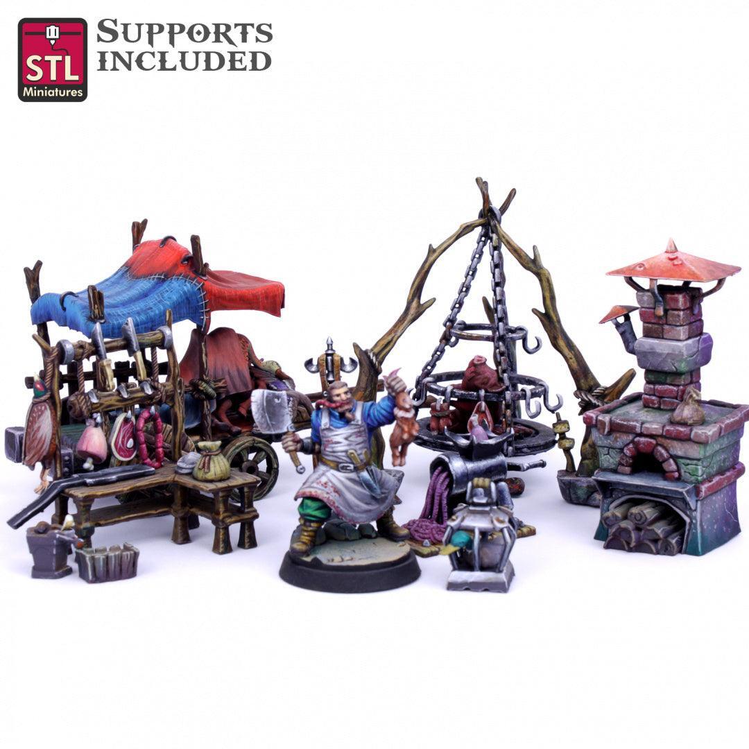 Butcher Set 3D printed 28mm miniature terrain