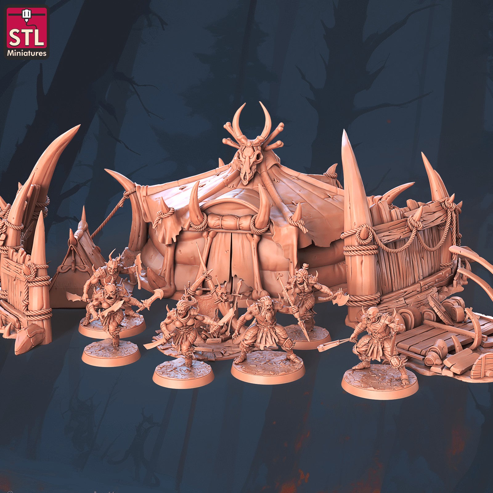 Orc Camp 28mm resin terrain set