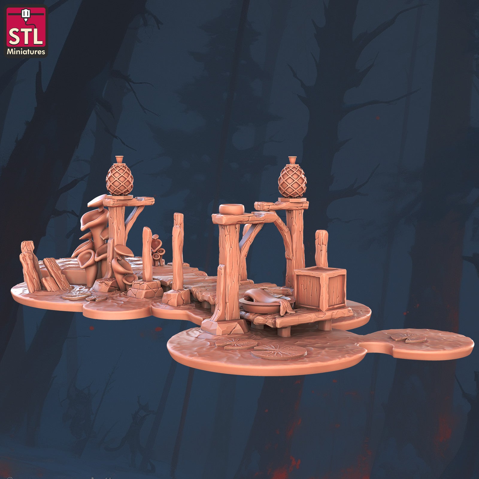 Lizardfolks ritual campfire 28mm scenery
