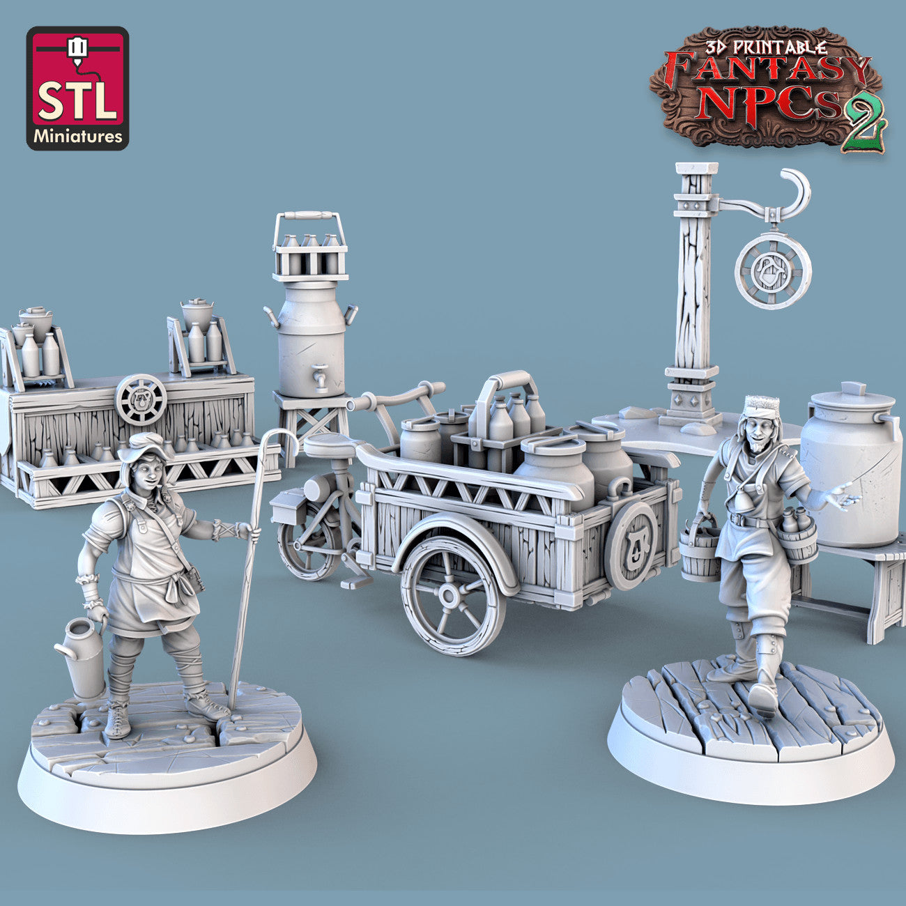 Milk Man Set 3D printed 28mm miniature terrain