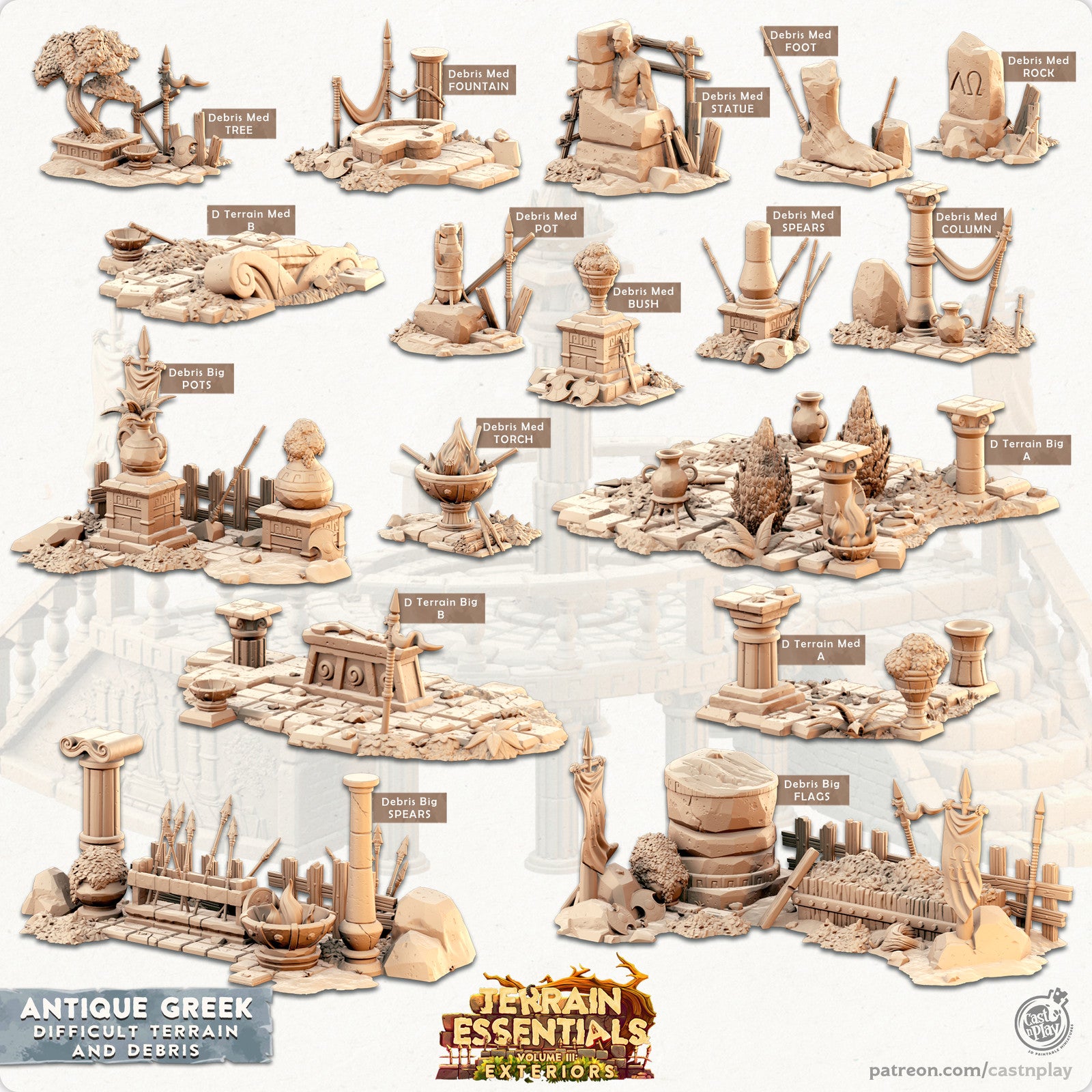 Debris and Difficult Terrain Antique Greek Set