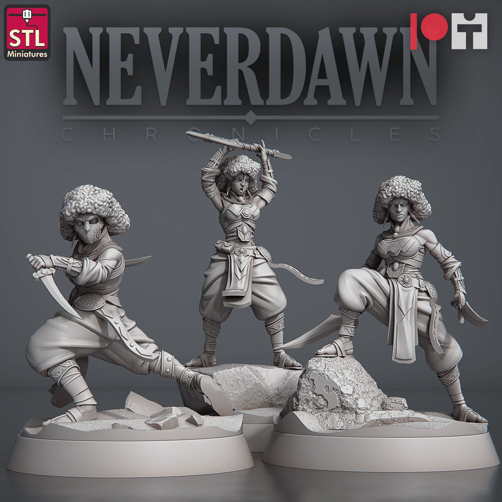 Never Dawn Sand Maidens 28mm resin miniature set