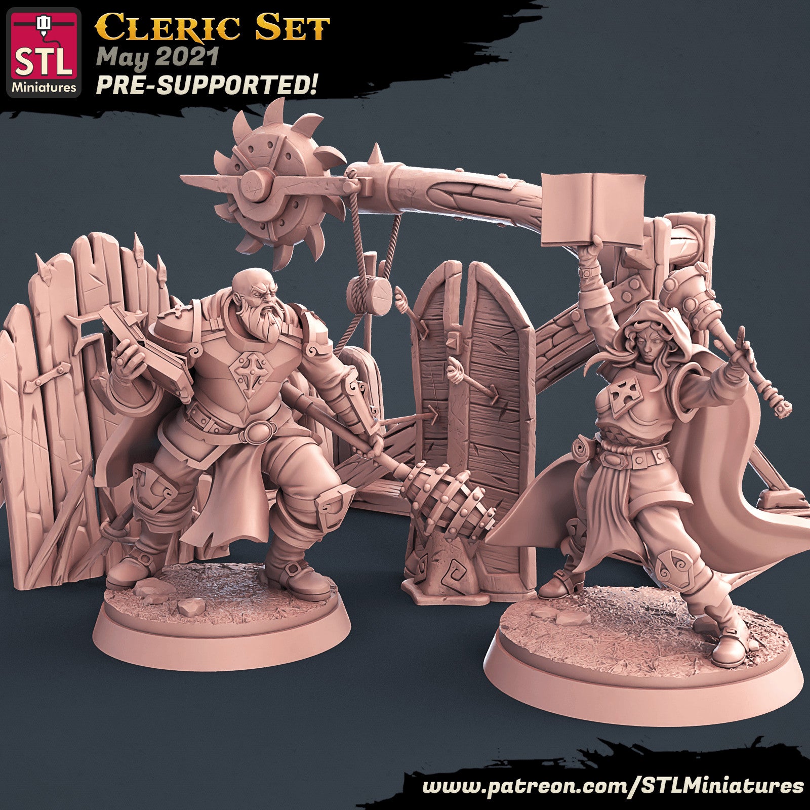 Cleric Set 3D printed 28mm miniatures