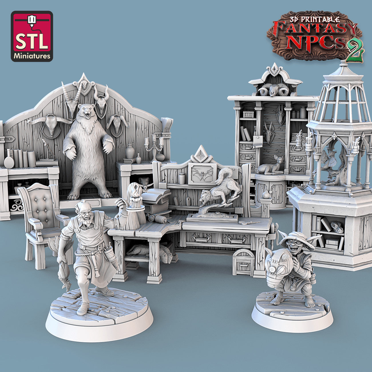 Taxidermist 28mm resin miniature set