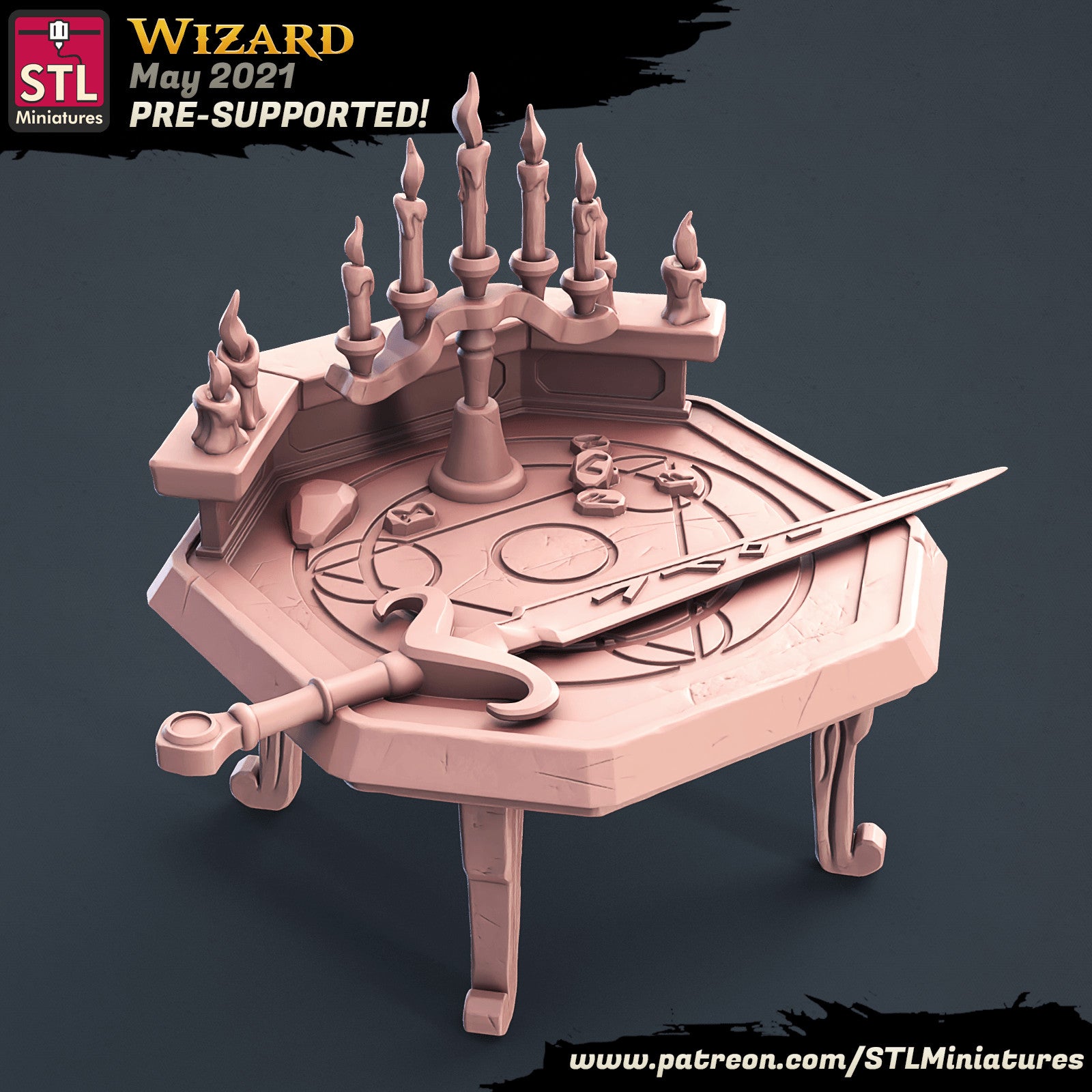 Wizard desk weapon rack and crystal ball