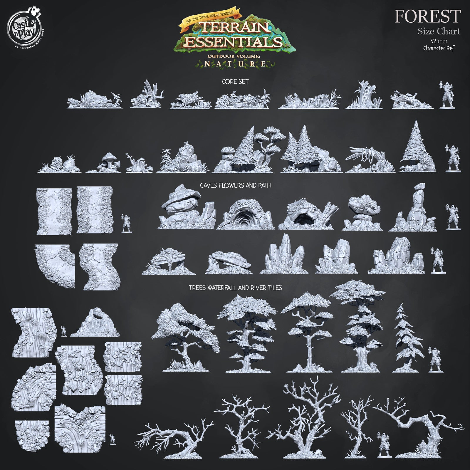 Waterfall and River Tiles Forest Terrain Set