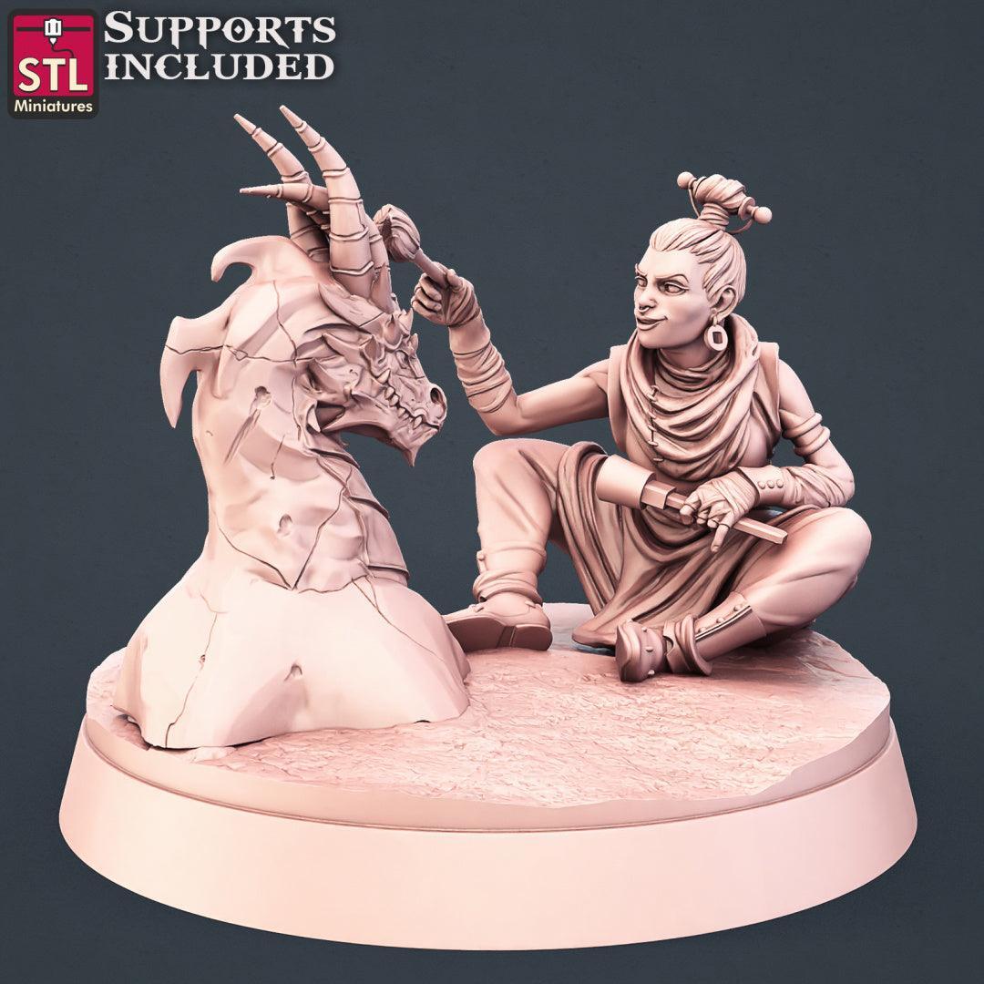Stone carver crane terrain piece