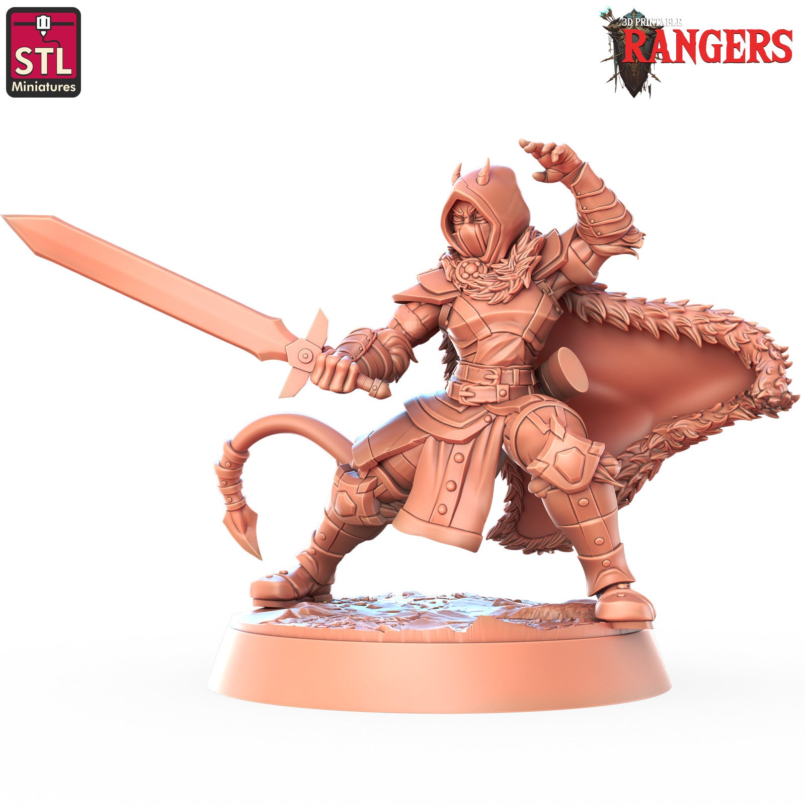 Tiefling female ranger 28mm miniature alternate view