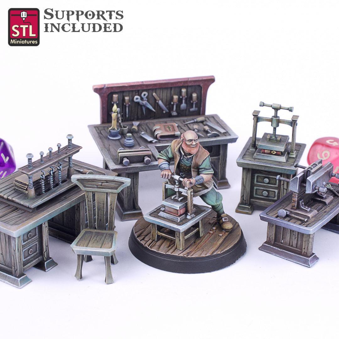 Bookbinder Set 3D printed 28mm miniature terrain