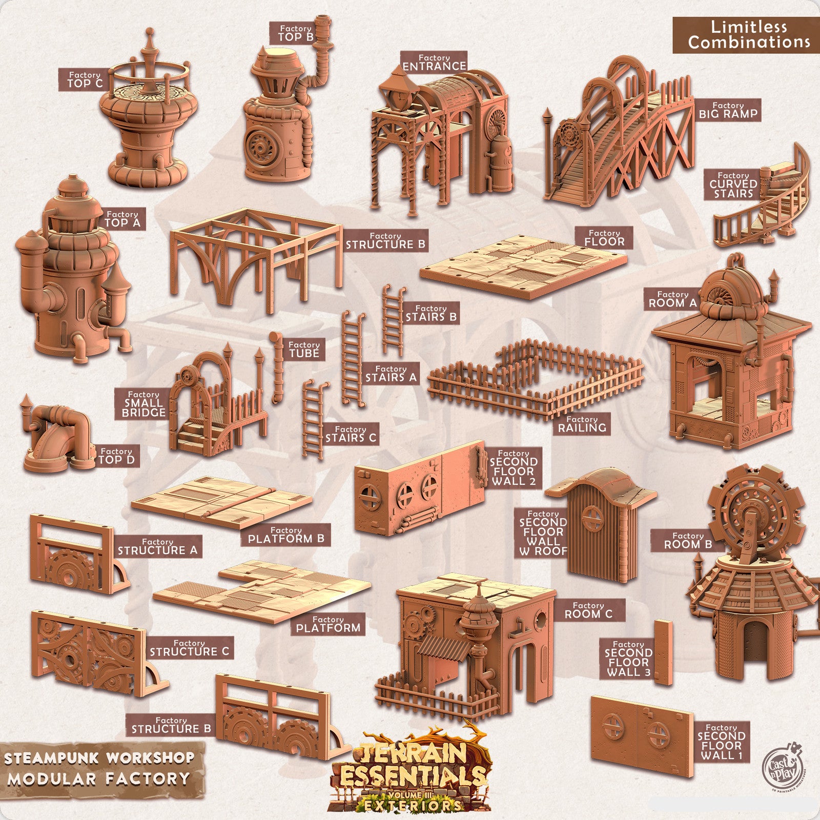 Modular Factory Steampunk City Terrain Set