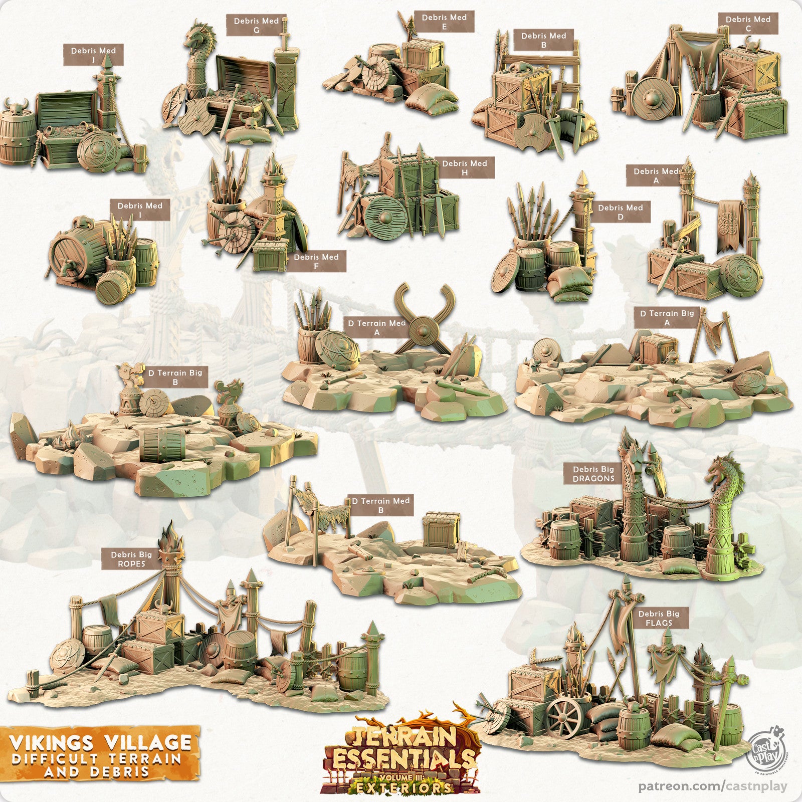 Debris and Difficult Terrain Vikings Village Set