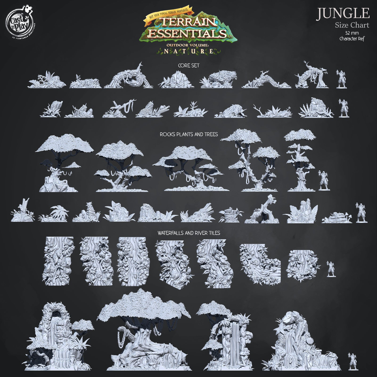 Rocks Plants and Trees Jungle Terrain Set