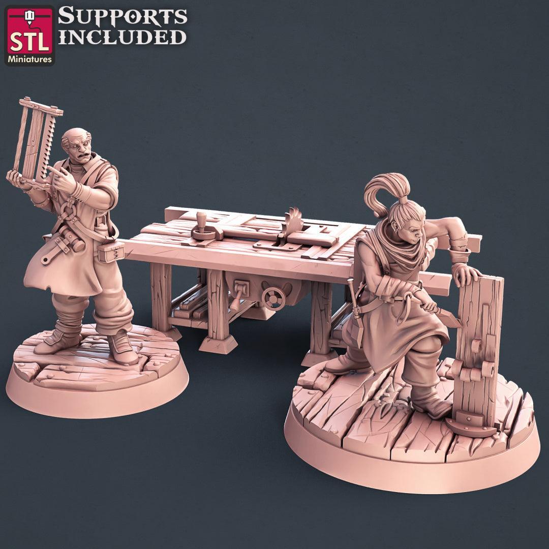 Human Carpenter 28mm resin miniature set