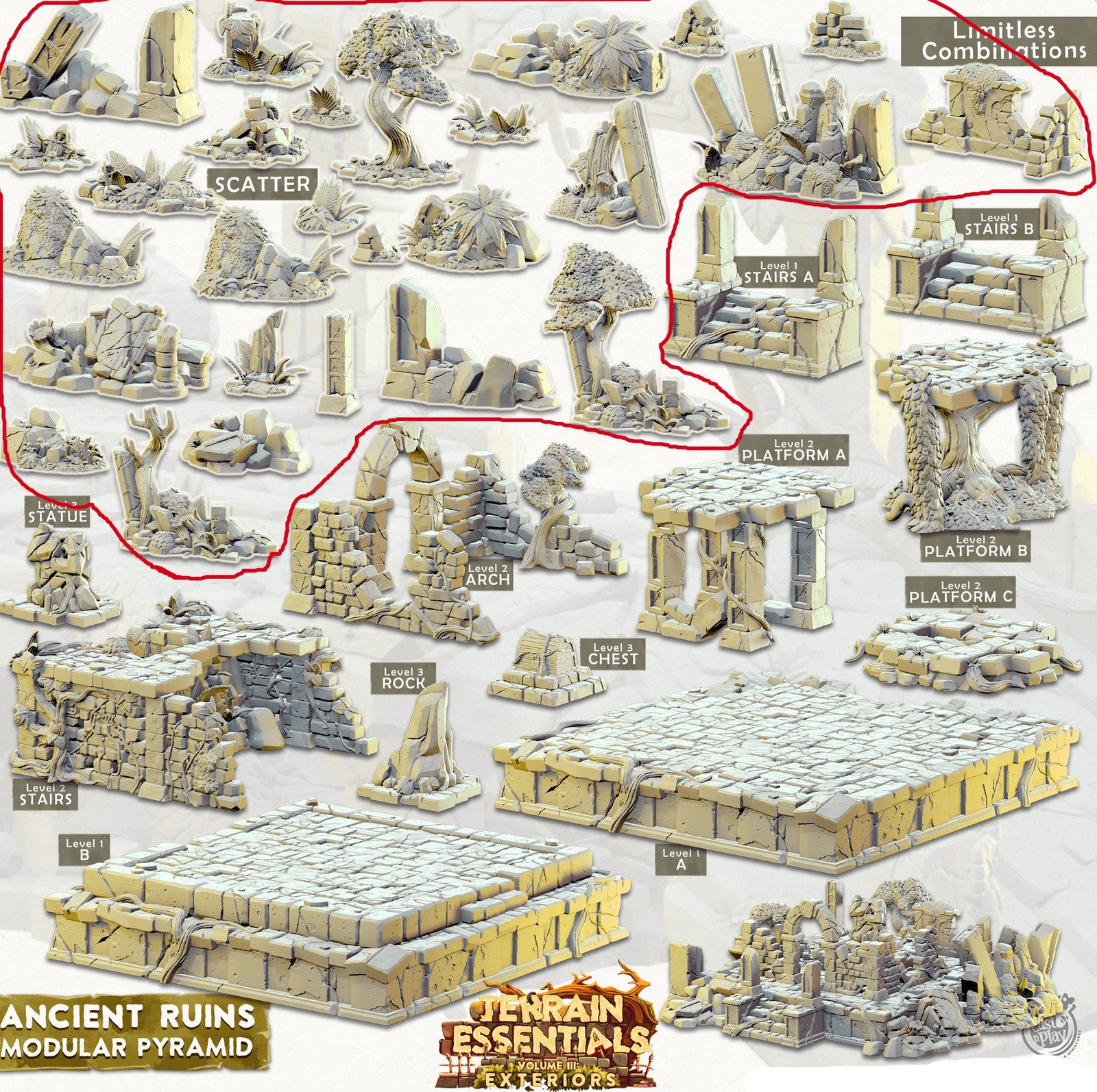 Modular Pyramid Ancient Ruins Set