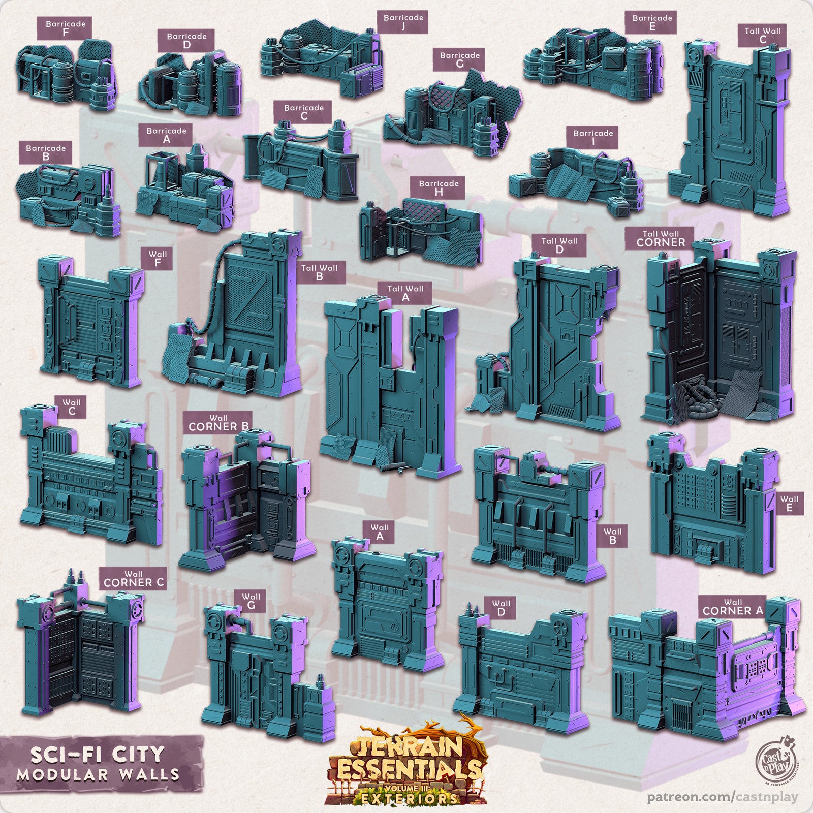Modular Walls Sci-Fi City Set Vol III