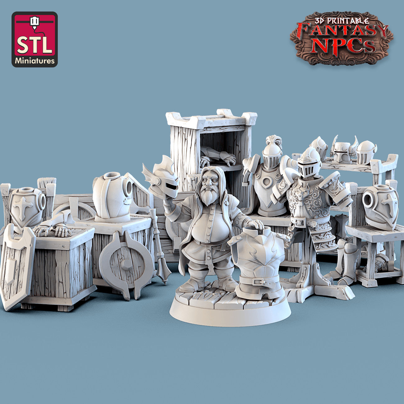 Armour Merchant Set 3D printed 28mm miniature terrain