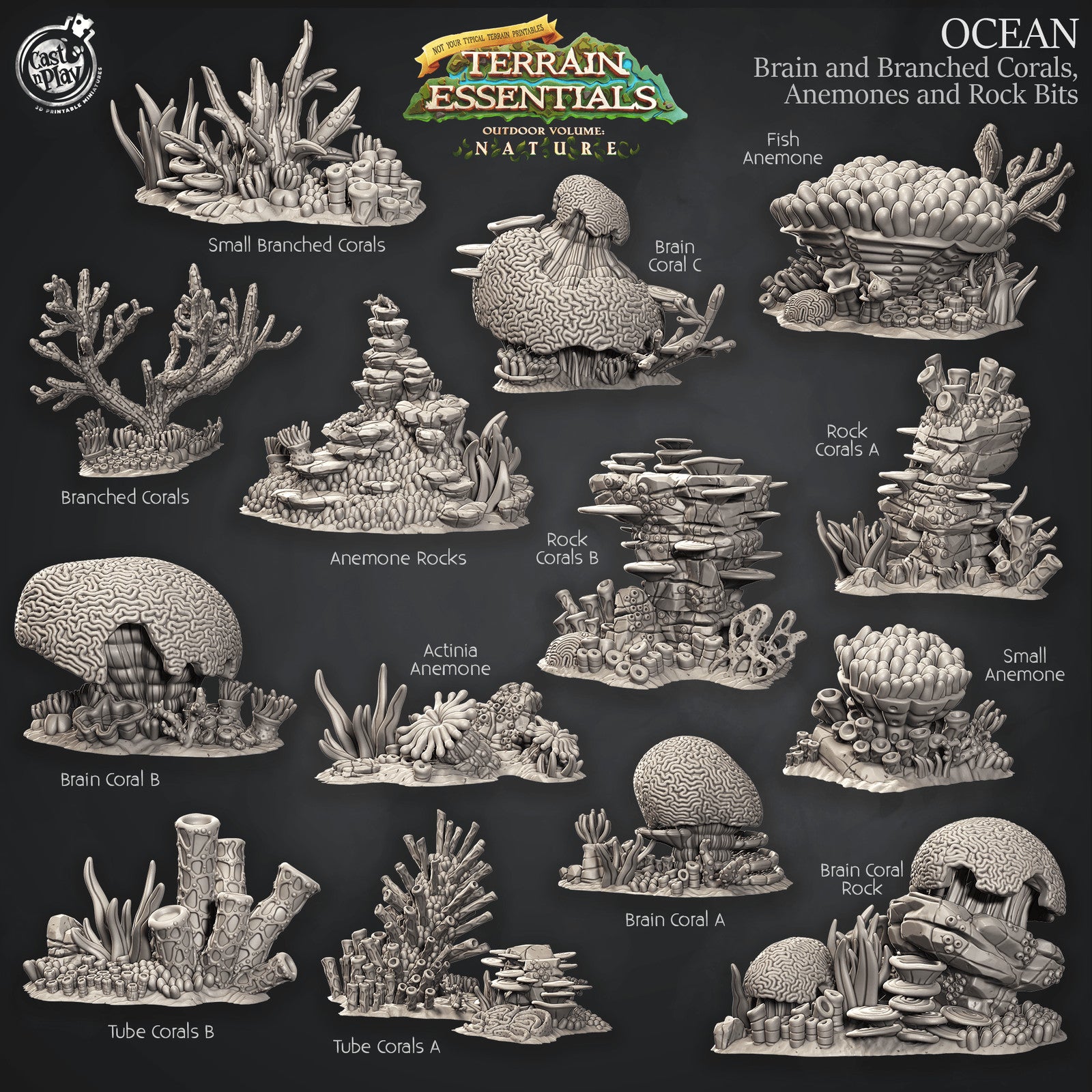 Ocean corals and anemones terrain set