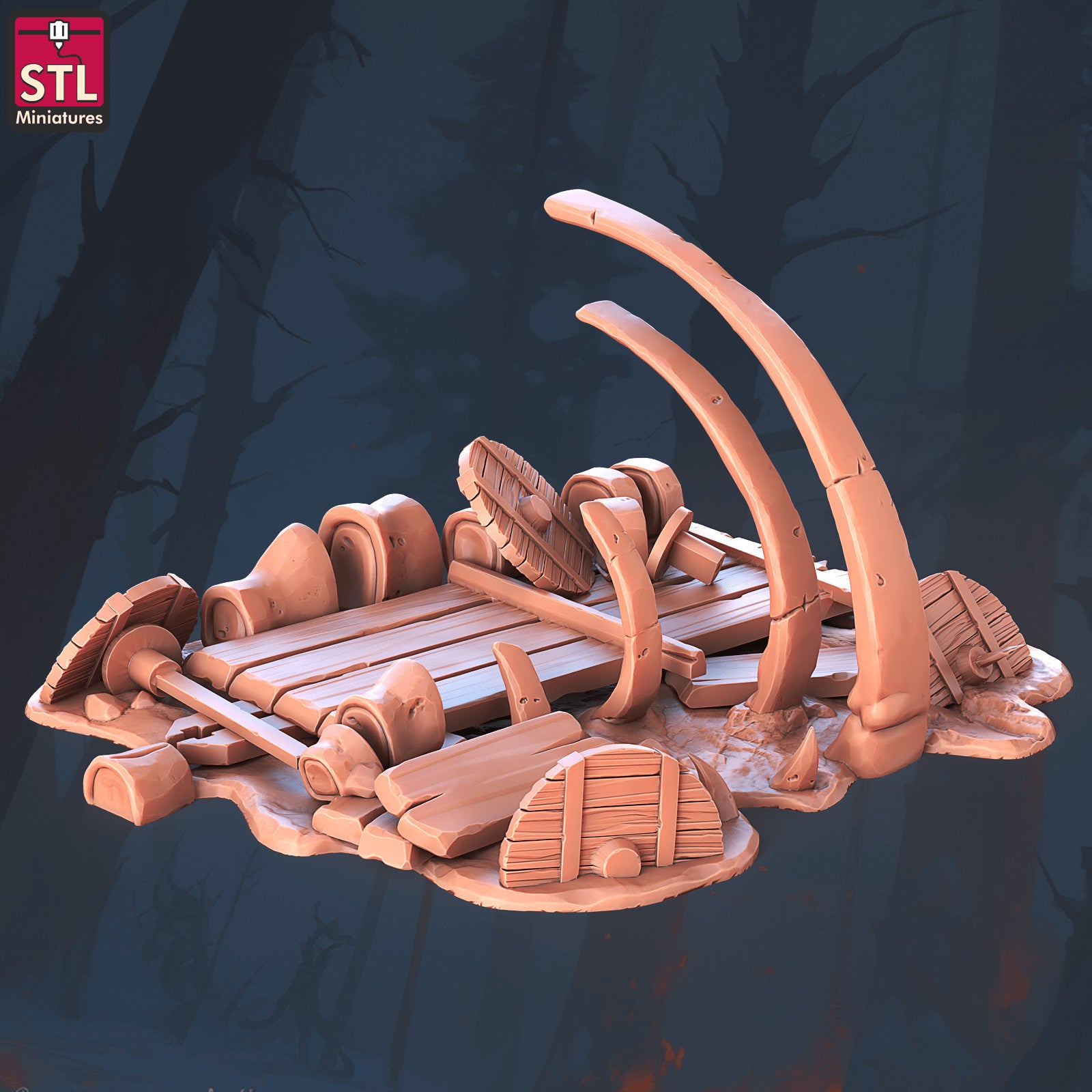 Orc camp campfire and barricade 28mm terrain