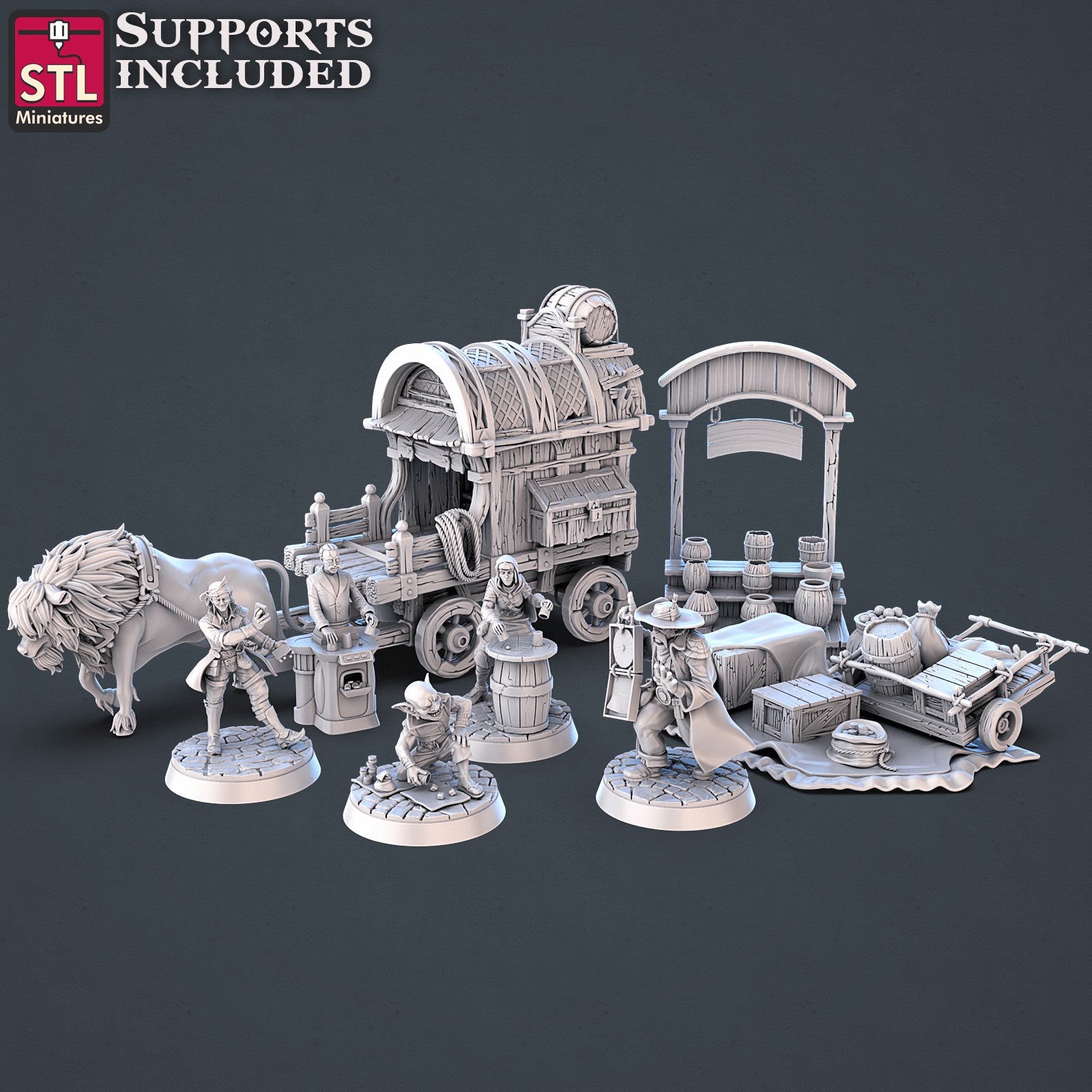Street Gambler Set 3D printed 28mm miniature terrain