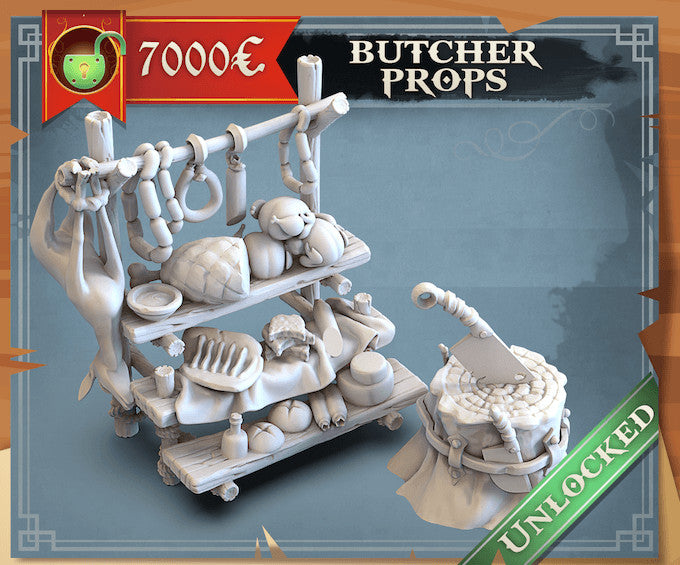 Butcher props 28mm resin tabletop scenery