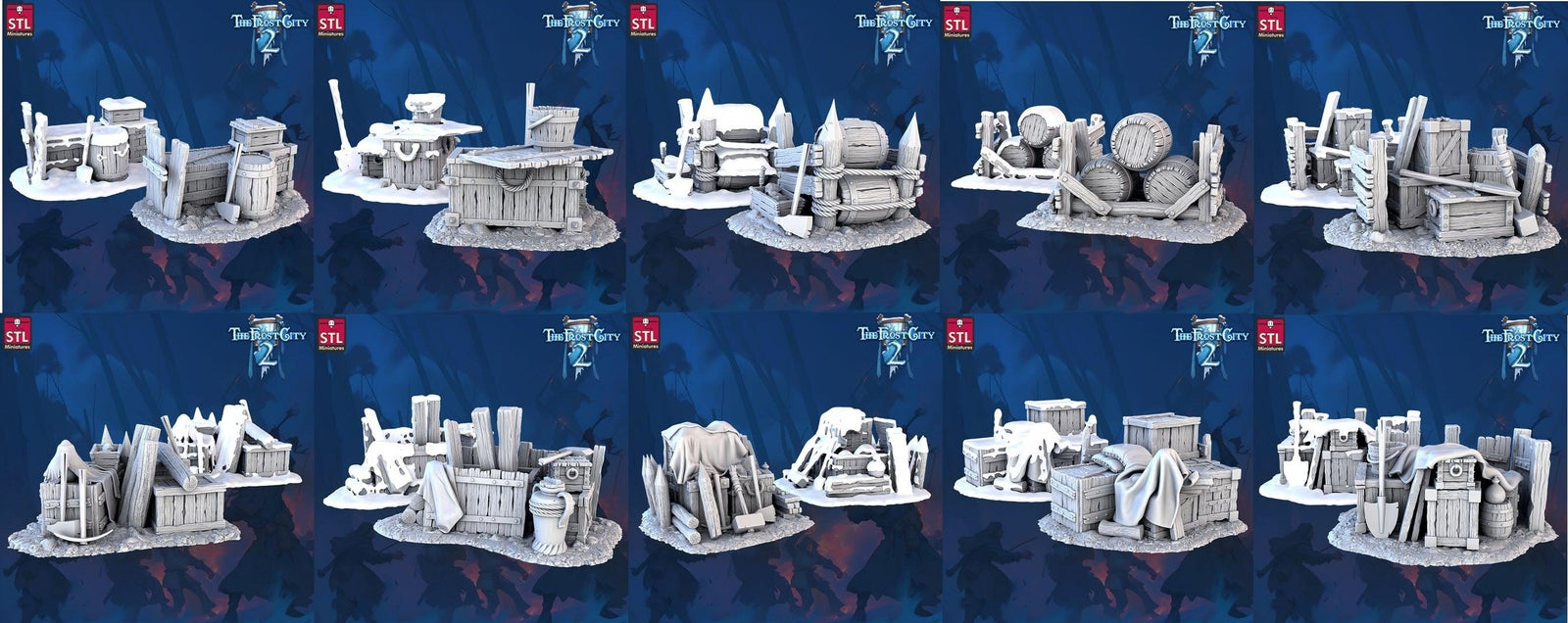 Frost City scatter terrain 28mm resin set