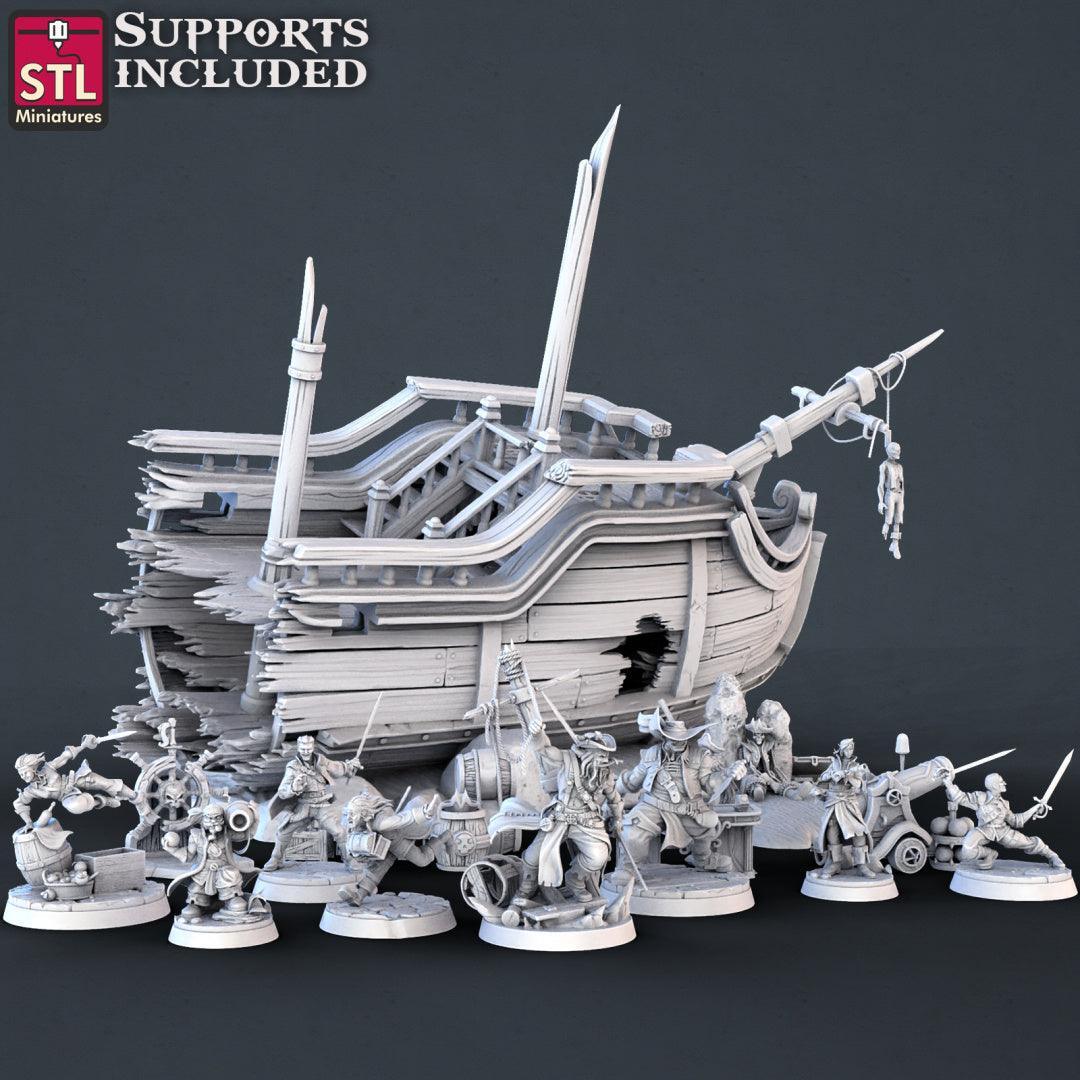Pirate Set 3D printed 28mm miniatures