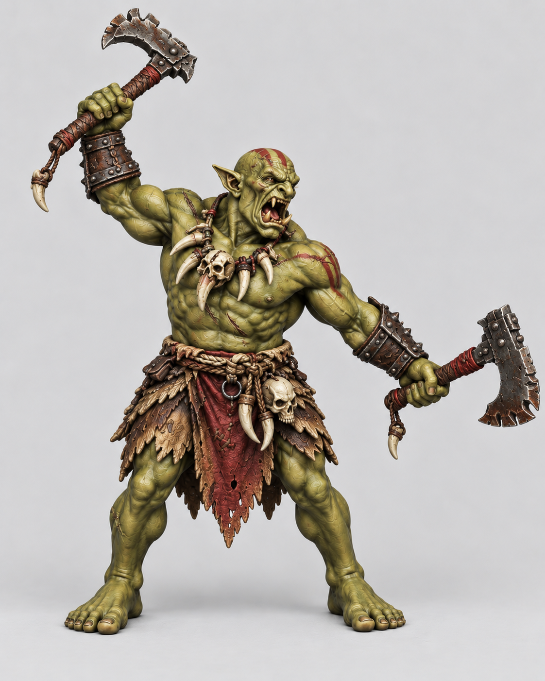 Orc Warrior 1 painted presentation; supplied unpainted.