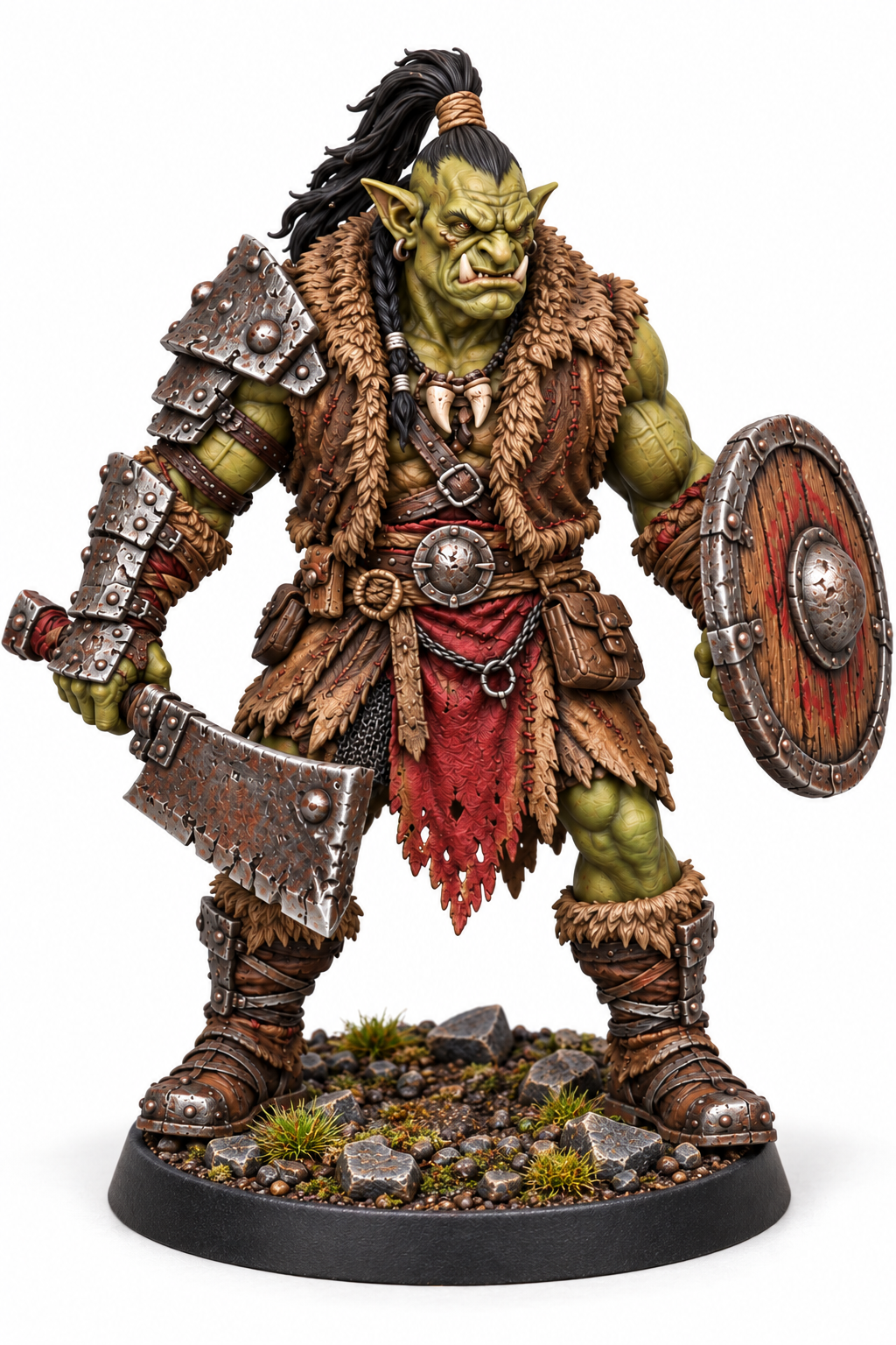 Orc Warrior with Cleaver and Shield painted presentation; supplied unpainted.