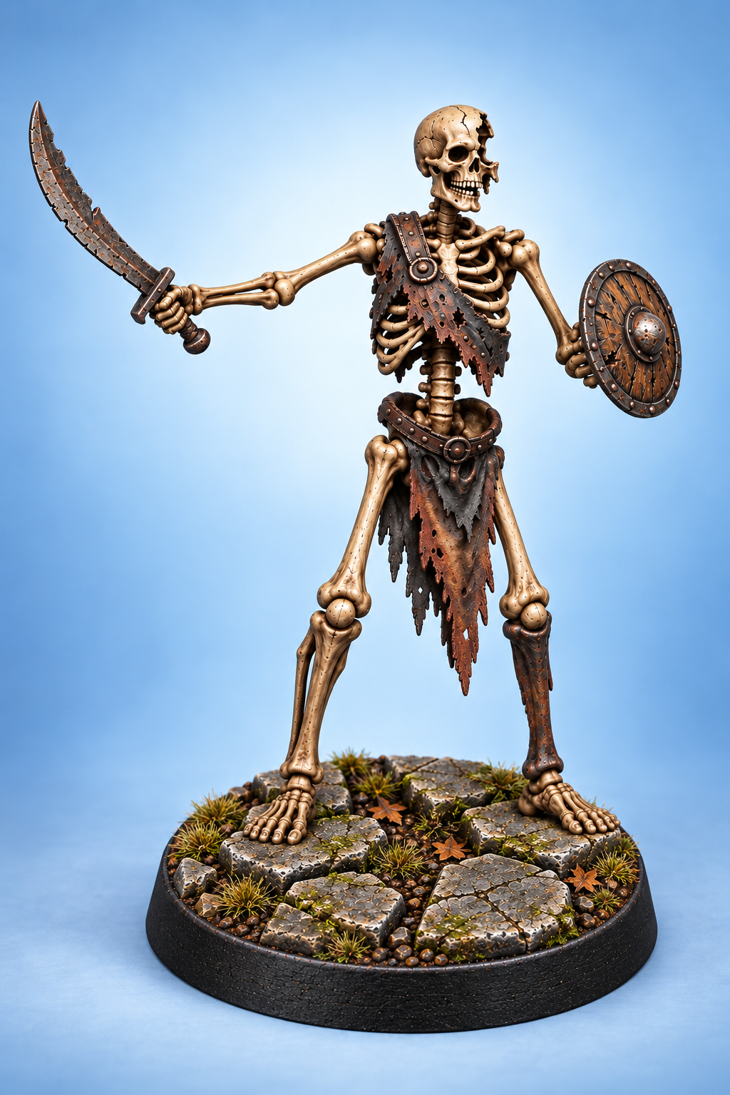 Skeleton Swordsman 3 painted presentation; supplied unpainted.